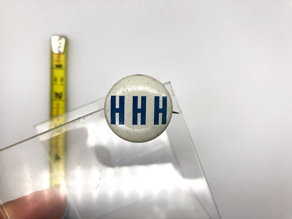 Vintage HHH Hubert H Humphrey Pinback Button Presidential Political Bastian NY 1