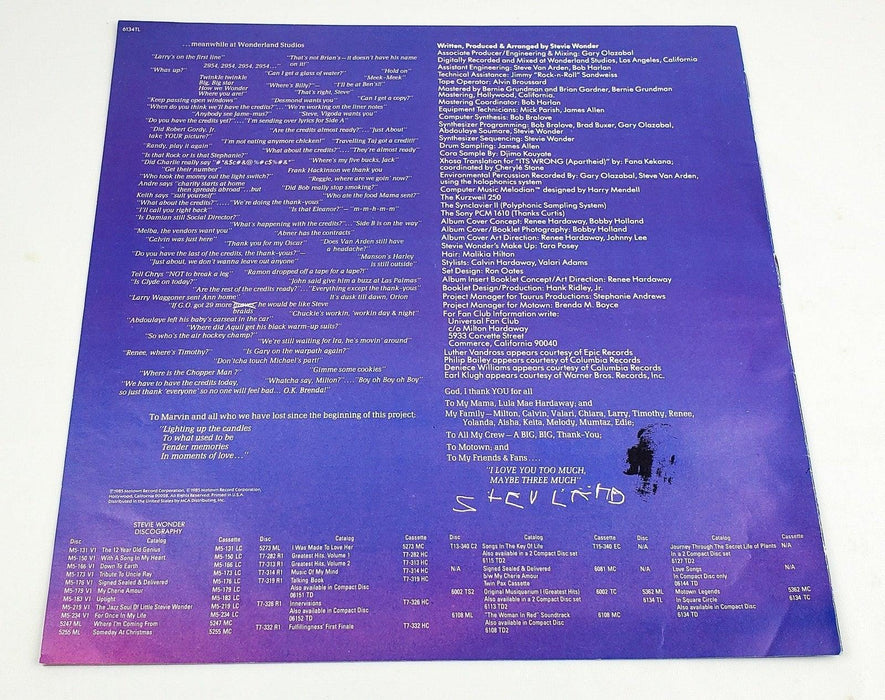 Stevie Wonder In Square Circle 33 RPM LP Record Tamla 1985 Embossed Gatefold 9