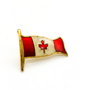 Vintage Canadian Flag Lapel Pin Red White Gold Border Red Leaf 1