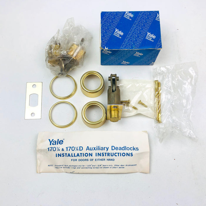 Yale Tubular Deadlock 6 Pin Cylinder Locks 170 1/4 US03 Bright Brass New NOS