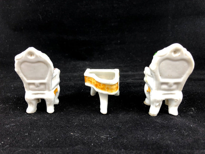 Occupied Japan Asian Oriental Miniature Porcelain Chairs & Piano - Missing Lid 3