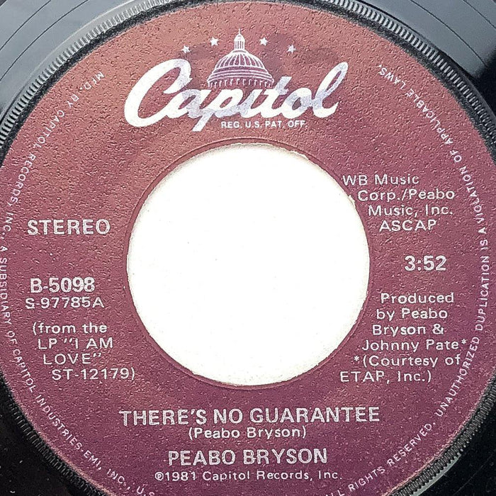 Peabo Bryson 45 RPM 7" Record There's No Guarantee / Love Is On the Rise B-5098 1