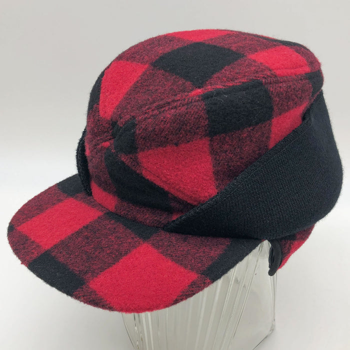 Dorfman Pacific Hat Medium Hunter Lumberjack Red Plaid Flannel Crown Cap Wool