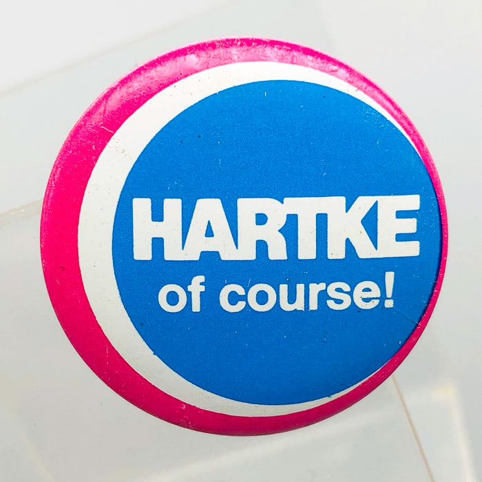 Hartke Of Course Button Pin 1.25" Indiana Senator Presidential Campaign Pink 9