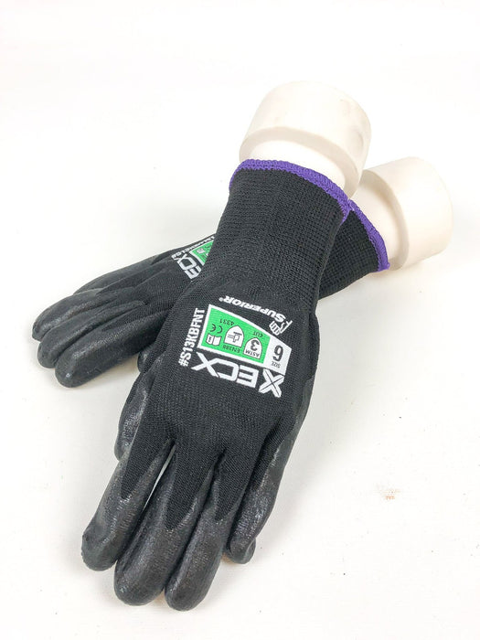 Coated Palm Work Gloves Extra Small XS 6pk Knit Nylon 13 Gau Nitrile S13KBFNT 1