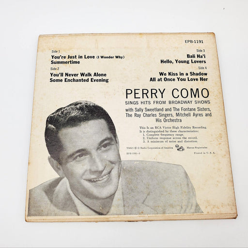 Perry Como Sings Hits From Broadway Shows 2x EP Record RCA Victor 1956 EPB 1191 2