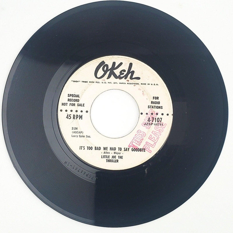 Little Joe The Thriller It's Too Bad We Had To Say Goodbye Record 45 Single 1958 2