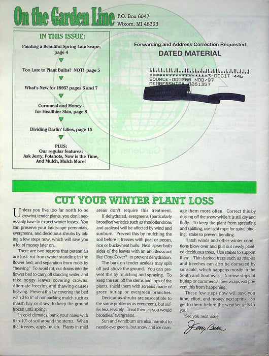 On The Garden Line Magazine November 1994 Fall Bulb Planting, Dividing Lillies