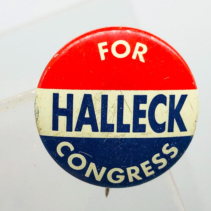 Halleck For Congress Button Pin .75" Indiana Political Campaign Republican 2