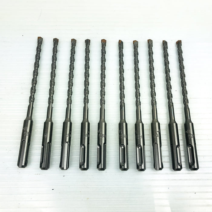 10pk Hammer Drill Bit 1/4"x6" SDS Plus Carbide Tipped 3.75" LOC Concrete Rotary