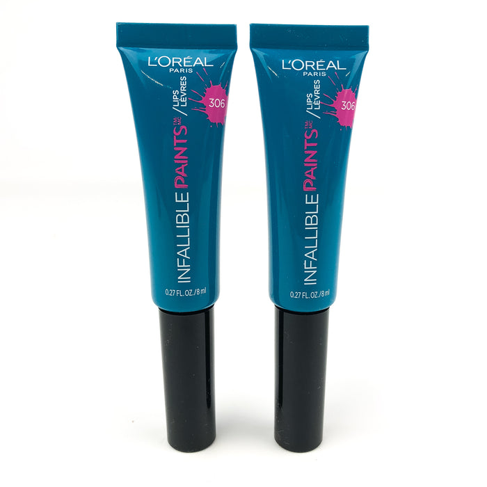 L'Oreal Infallible Paints Lips Lip Color Domineering Teal #306 .27 oz Each (2PK)