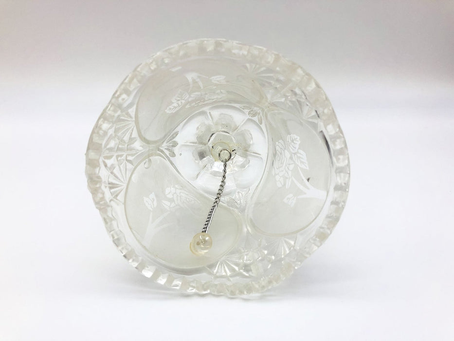 Vintage Lead Crystal Bell 8" Etched 3 Rose Flower Frosted Panels Dinner Table 9