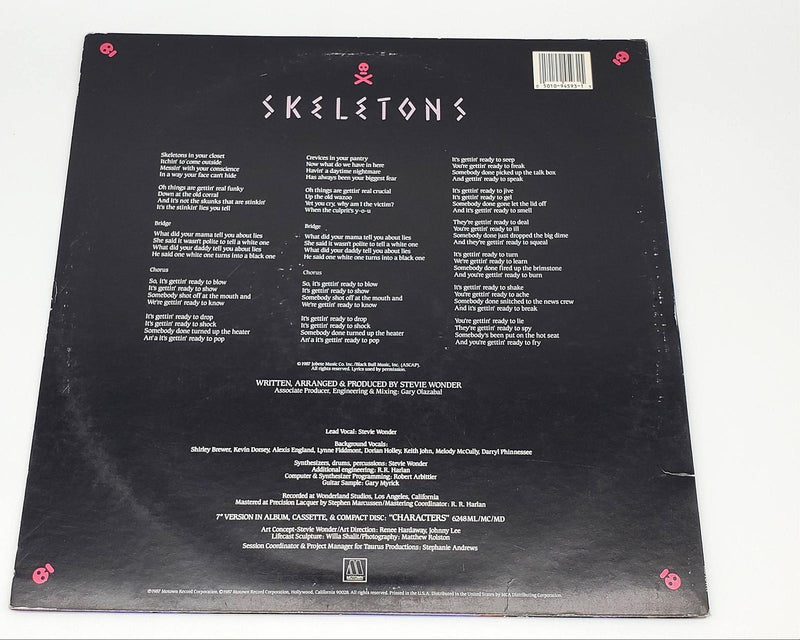 Stevie Wonder Skeletons Single Record Motown 1987 4593MG 2