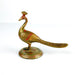 Vintage Brass Peacock Bird With Red Incised Details Long Tail Signed India 4" 1