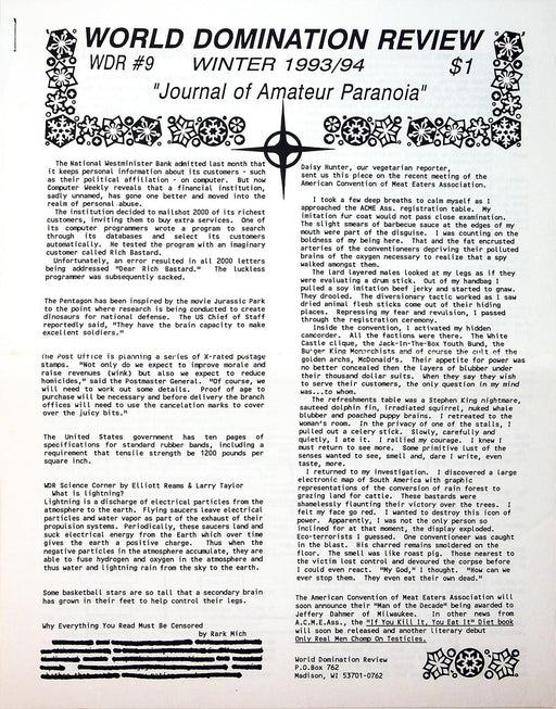 World Domination Review Journal of Amateur Paranoia 1994 # 9 1