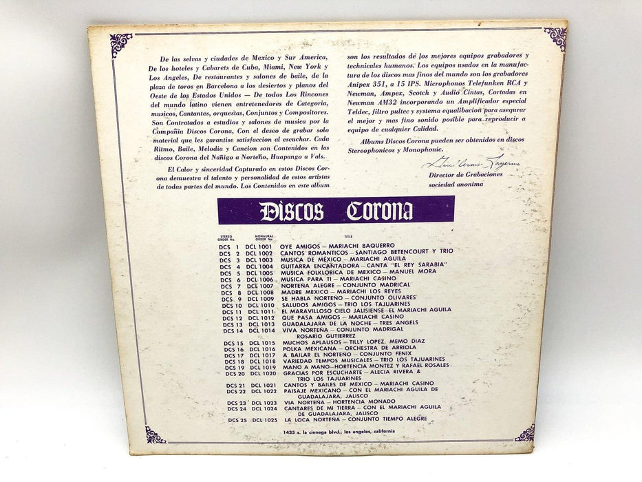 Mariachi Casino Que Pasa Amigos Record 33 RPM LP DCS-12 Discos Corona 2