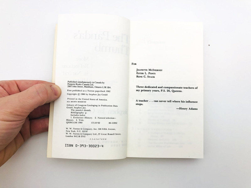 The Panda's Thumb Paperback Stephen Jay Gould 1982 Biological Theory History 7