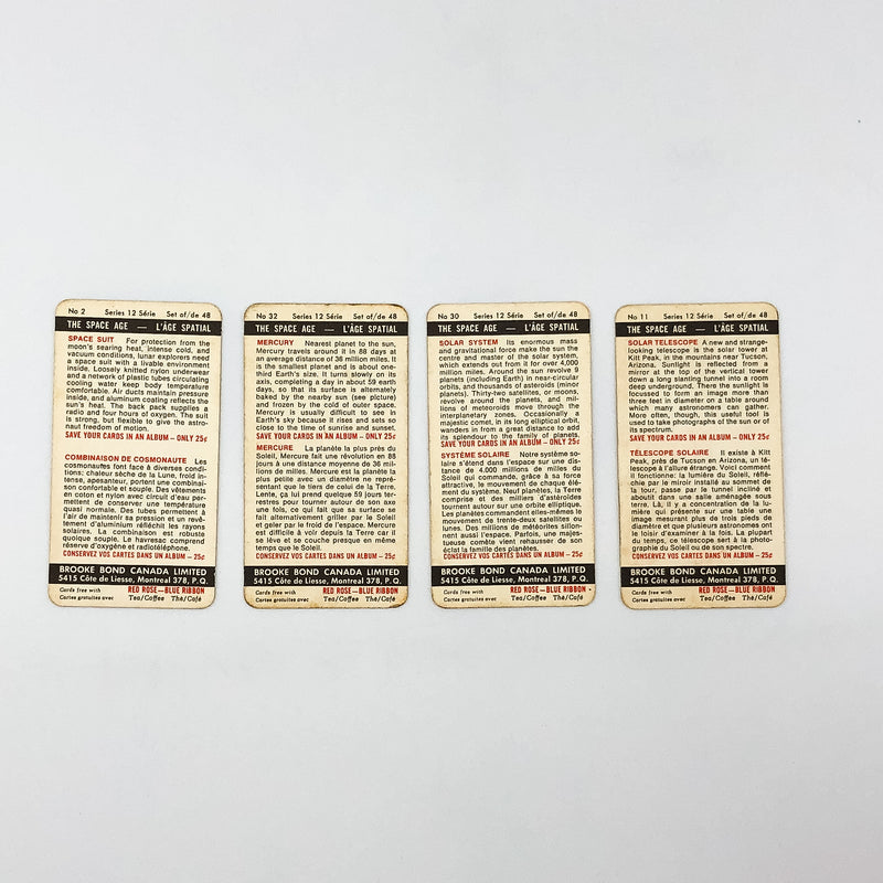 Brooke Bond The Space Age Series 12 Cards Number 2 Space Suit and 11, 30, 32