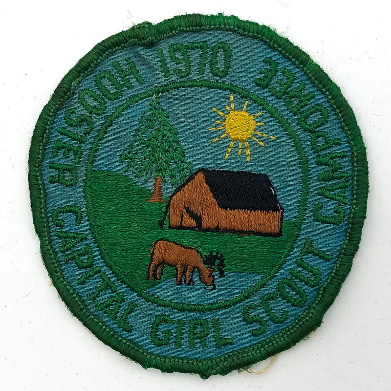 Vintage Girl Scout Patch Hoosier Capital Camporee 1970 Embroidered Blue Green