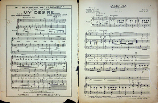 Valencia A Song of Spain Sheet Music Jose Padilla Piano Great Temptations 1925 2