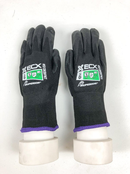 Coated Palm Work Gloves Extra Small XS 6pk Knit Nylon 13 Gau Nitrile S13KBFNT 2