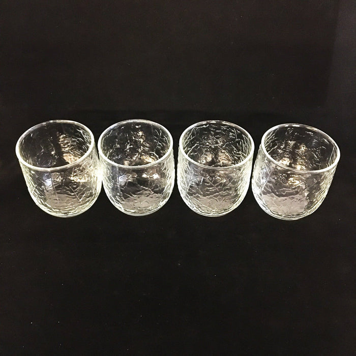 4x Vintage Anchor Hocking Bumpy Crackle Leaf Sherry Glass Tumbler Juice 3" 4