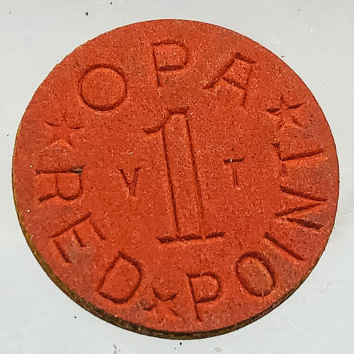 WW2 Ration Ticket Token Coupon Office of Price Administration OPA 1 Red Point VT