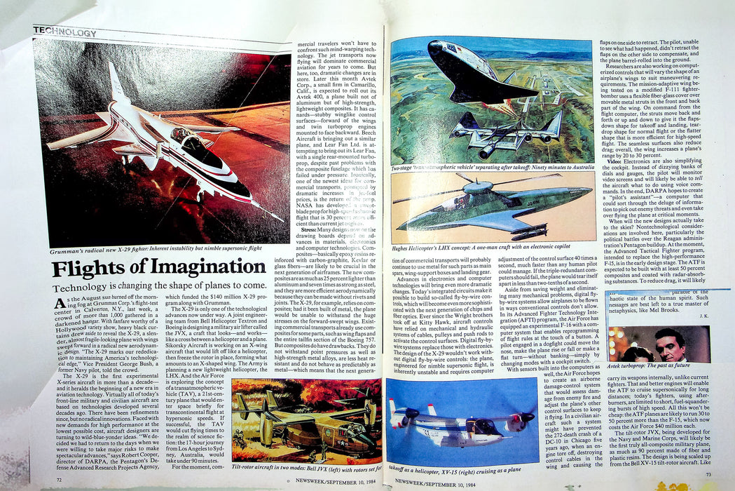 Newsweek Magazine September 10 1984 X-29 Experimental Aircraft Price Of Day Care