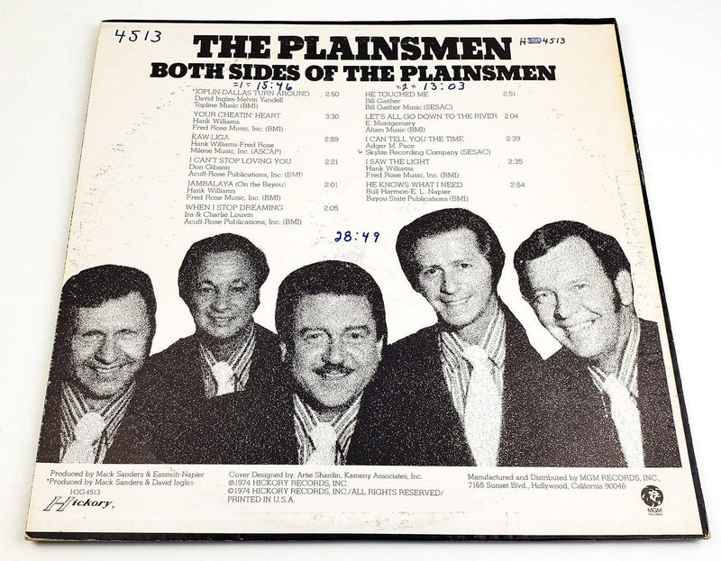 The Plainsmen Both Sides Of The Plainsmen 33 RPM LP Record Hickory 1974 2
