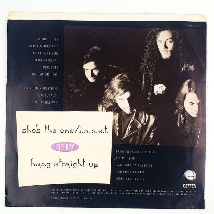 Hang Straight Up She's The One Record 33 RPM Single Geffen 1991 Promo, Purple 2