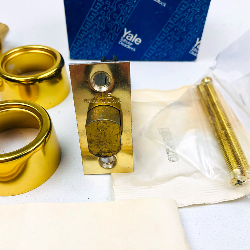 Yale Tubular Deadlock 6 Pin Cylinder Locks 170 1/4 US03 Bright Brass KA5 New NOS