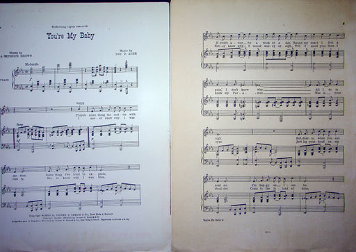 Sheet Music You're My Baby A Seymour Brown Nat D Ayer Babe Latour 1912 Remick 2