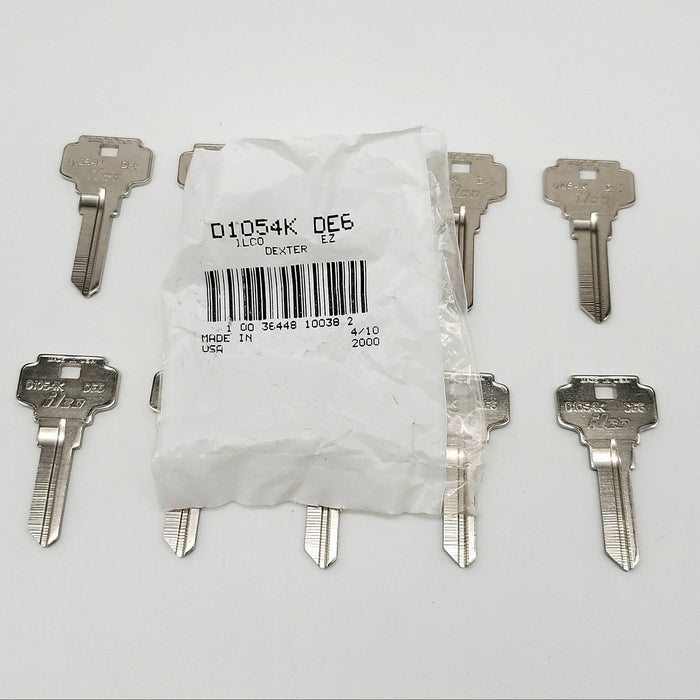 10x Ilco D1054K Key Blanks Nickel Plated 5 Pin for Dexter DE6 NOS