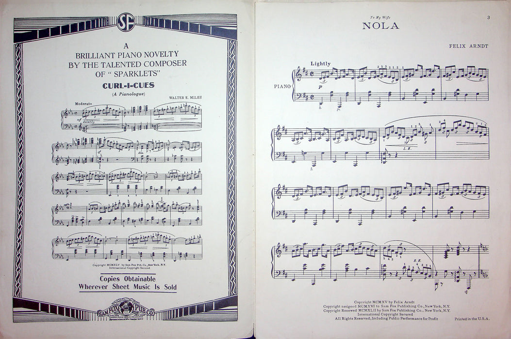Sheet Music Nola Felix Arndt A Silhouette 1915 Fox Trot Dance Piano Song Vintage 2