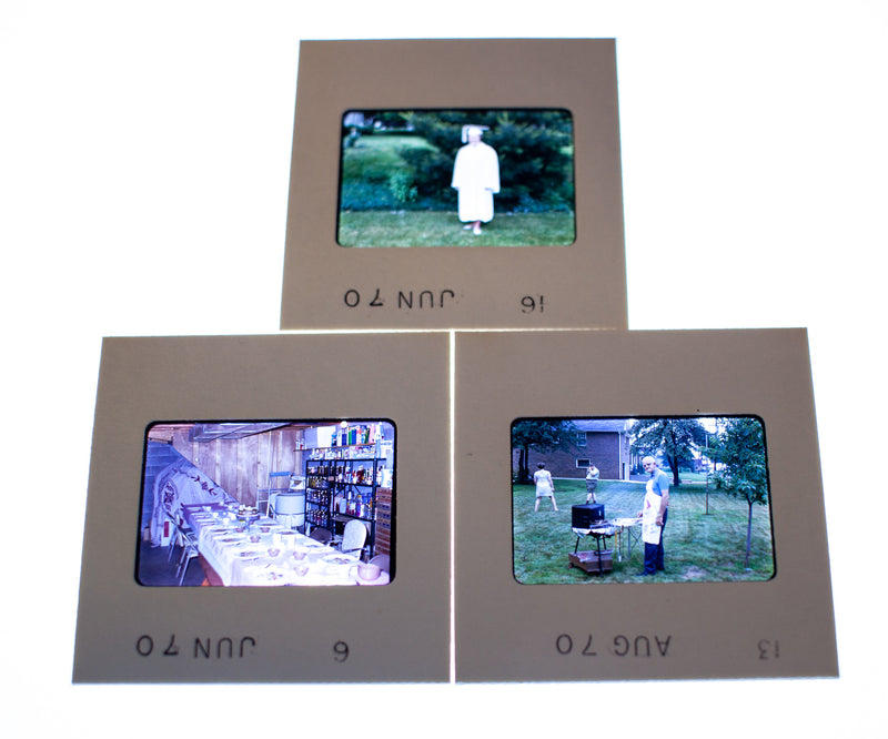 Vintage 35mm Photo Transparency Slides - Graduation Cookout 1970 | Lot of 3