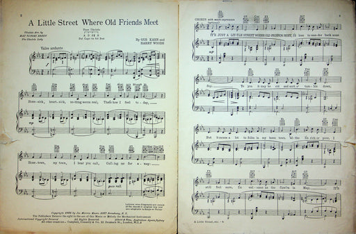 A Little Street Where Old Friends Meet Sheet Music Gus Kahn Harry Woods Song 2