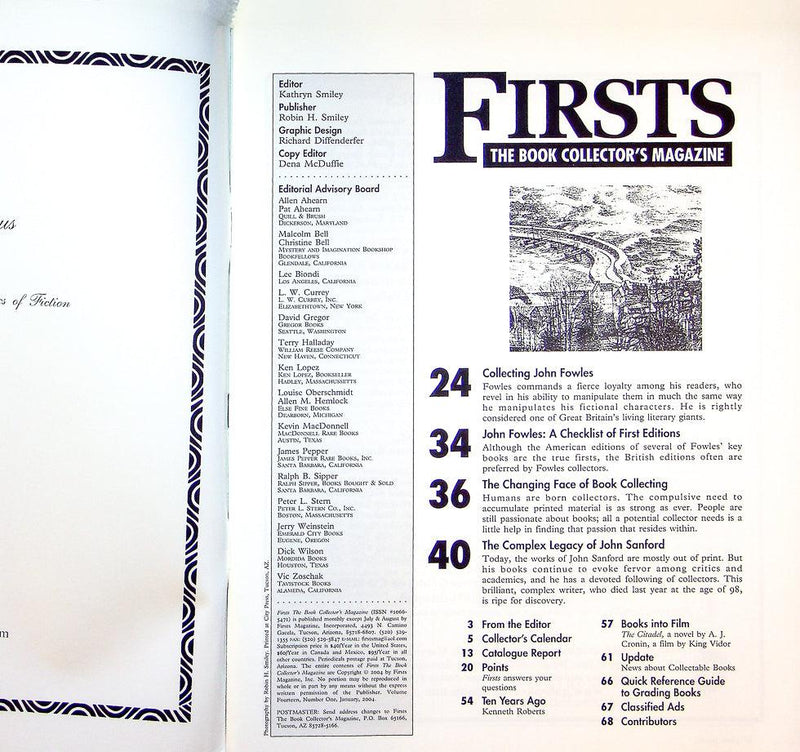 Firsts Magazine January 2004 Vol 14 No 1 Collecting John Fowles 2