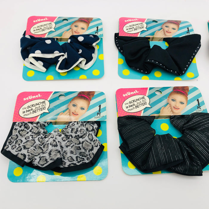 6-Pack Scunci Original Scrunchies Hair Ties Black Polka Dotted Animal 52651P