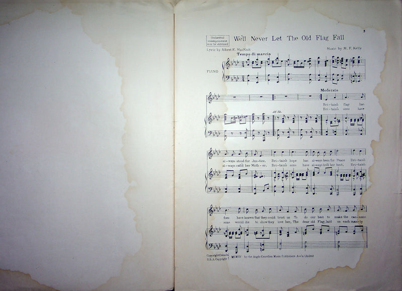 Sheet Music We'll Never Let The Old Flag Fall 1915 Albert MacNutt Kelly Canada 2