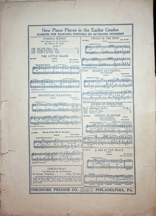 O'er Mountain and Valley Vintage Sheet Music Rich Krentzlin Op80 No3 Piano 1923 4