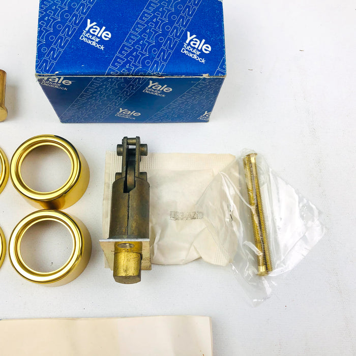 Yale Tubular Deadlock 6 Pin Cylinder Locks 170 1/4 US03 Bright Brass KA3 New NOS