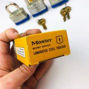 3ct Vintage No 1 Master Lock Padlock 1-1/4" Shackle New NOS Keyed Alike 3735 5