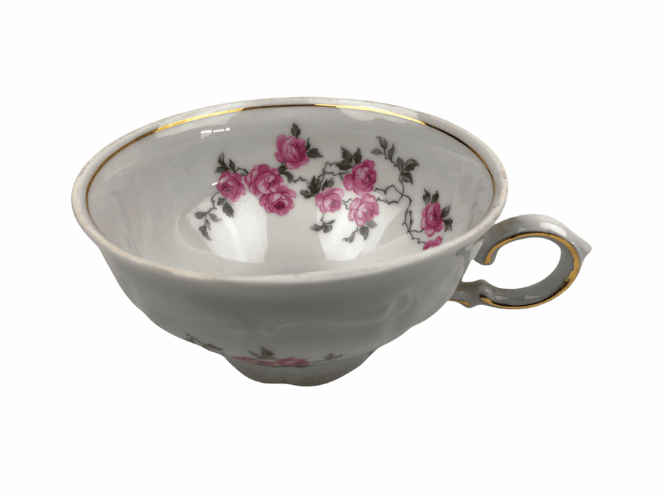 Winterling Pink Roses Tea Cup Bavaria Germany Vintage White Gold Accents 6