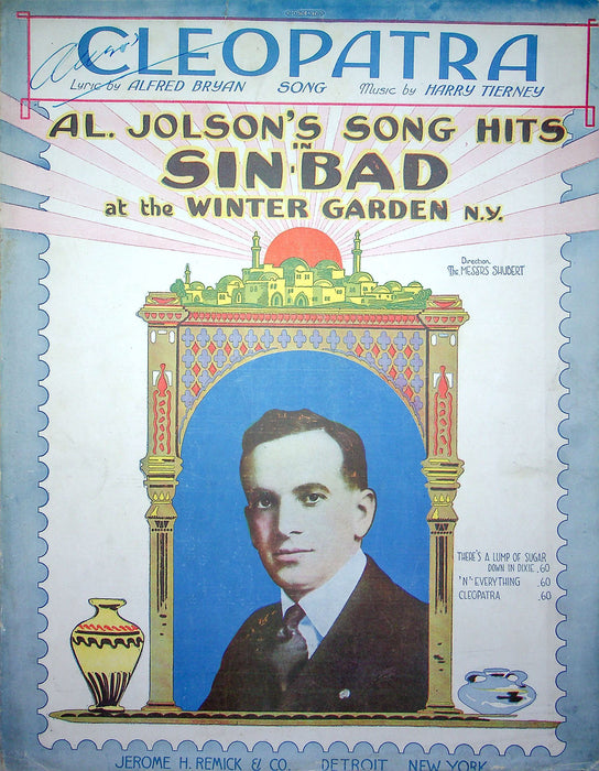 Sheet Music Cleopatra Al Jonson Sinbad Theatre Play Winter Garden NY 1917 1