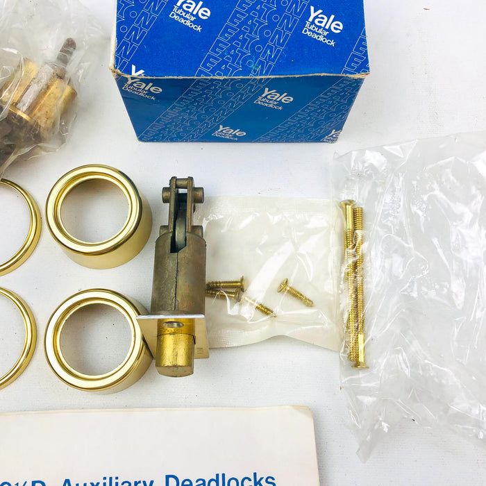 Yale Tubular Deadlock 6 Pin Cylinder Locks 170 1/4 US03 Bright Brass New NOS