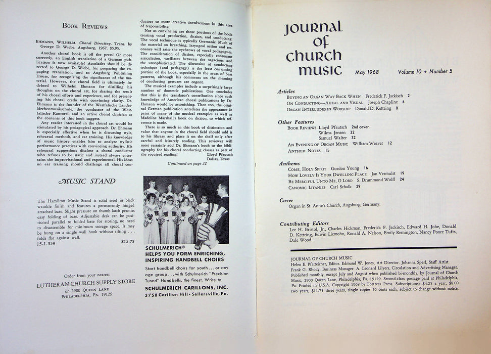 Journal of Church Music Magazine May 1968 Buying an Organ Way Back When Jackisch 4