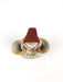 Occupied Japan Porcelain English Lady Red Bonnet Double Basket Bud Flower Vase 5