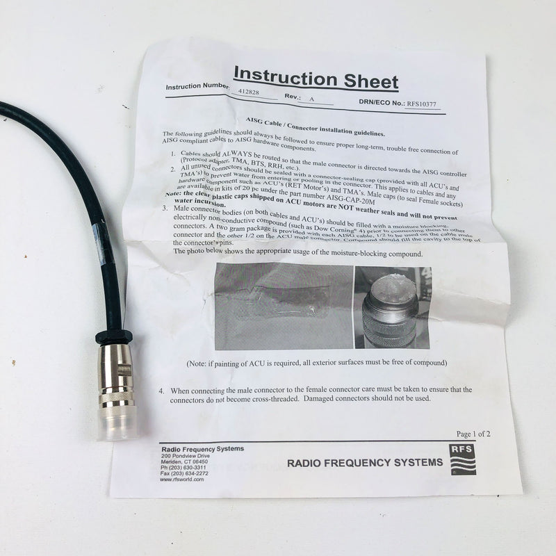 RFS CA005-7 AISG 2.0 Cable Male To Female New Old Stock Radio Frequency Systems