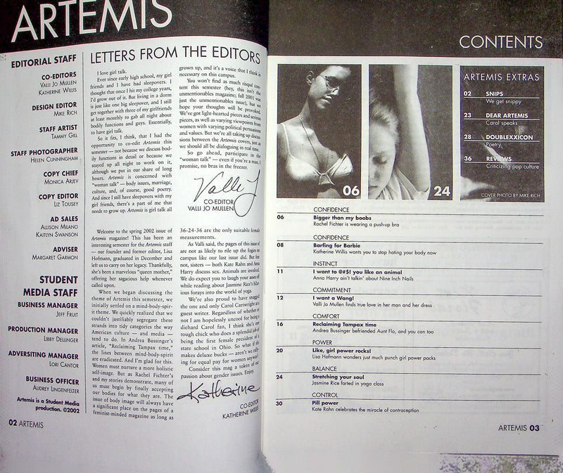 Artemis Magazine Spring 2002 Kent State University KSU Student Carol Cartwright