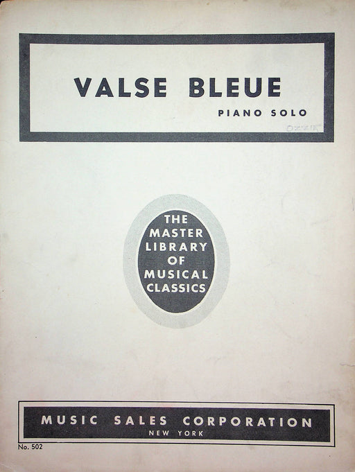 Valse Bleue Sheet Music Alfred Margis Piano Song Music Sales Corp New York 1